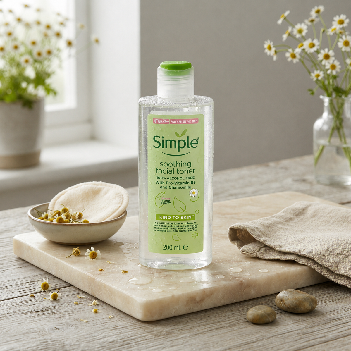Nước Hoa Hồng Simple Làm Dịu Da & Cấp Ẩm |Simple Soothing Facial Toner